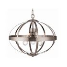 Healey 3 Light Cage Ceiling Pendant Brushed Steel, E14