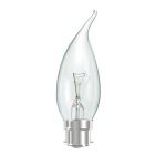 General Electric 25w 240v BC B22 Clear Flame Bent Tip Candle Light Bulb