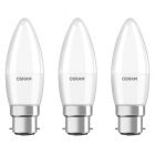 3 Pack Osram LED Classic Candle Bulbs 5.7W=40W B22d Opal Warm White 2700K (non-dim)