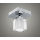 EGLO 90117 Bantry Flush Ceiling Light In Matt Nickel With Square Clear/Frosted Glass Shade