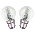 2x Halogen Round Golf Ball 46W = 56W 230V BC B22 Energy Saver, Warm White, Dimmable