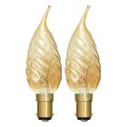 BELL 00897 - 40W 240V SBC B15 Twisted Bent Tip Candelux Gold Candle Lamp Twin Pack