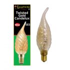 40W 240V SES E14 Twisted Gold Flame Bent Tip Candelux Light Bulb
