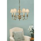 Interiors 1900 CA1SHB-ABY1002P5 Rochamp Asquith 5Lt Pendant & Beige Shades