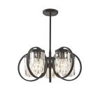 Impex Lighting CF1703/05/BLK Talin 5 Light Black And Crystal Dual Mount Ceiling Light
