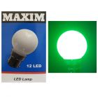 Round LED Green Coloured 1-2W 240V BC B22 Golf Ball Light Bulb