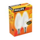2x Philips Softone Candles 60W SES/E14 Opal Warm White 240v Dimmable