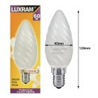 Luxram 60W 240V SES E14 45mm Twisted Pearl Large Candle