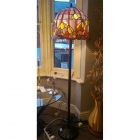 Interiors 1900 Large Stained Glass Floor Lamp Extremely Rare PURPLE GREEN & AMBER