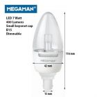 Megaman 143277 7W 240V SBC/B15 Warm White LED Dimmable Clear Candle Lamp