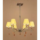 Mantra M0342AB Siena Pendant Round 6 Light E14, Antique Brass With Amber Cream Shades And Amber Crystal