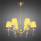 Mantra M0342PB Siena Pendant Round 6 Light E14, Polished Brass With Amber Cream Shades And Clear Crystal