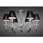 Mantra M0344 Siena Semi Ceiling Round 6 Light E14, Polished Chrome With Black Shades And Black Crystal