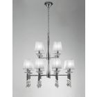 Mantra M3850 Tiffany Pendant 2 Tier 12+12 Light E14, Polished Chrome With White Shades & Clear Crystal