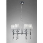 Mantra M3851 Tiffany Pendant 6+6 Light E14, Polished Chrome With White Shades & Clear Crystal