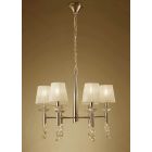 Mantra M3851FG Tiffany Pendant 6+6 Light E14, French Gold With Cream Shades & Clear Crystal