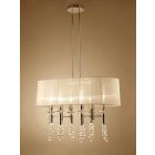 Mantra M3853FG Tiffany Pendant 6+6 Light E27 Oval, French Gold With Cream Shade & Clear Crystal