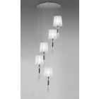 Mantra M3857 Tiffany Pendant 5+5 Light E27 Spiral, Polished Chrome With White Shades & Clear Crystal