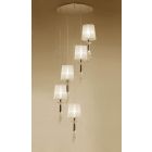 Mantra M3857FG Tiffany Pendant 5+5 Light E27 Spiral, French Gold With Cream Shades & Clear Crystal
