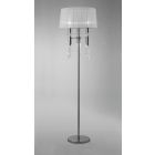 Mantra M3869 Tiffany Floor Lamp 3+3 Light E27, Polished Chrome With White Shade & Clear Crystal