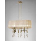 Mantra M3873 Tiffany Pendant 6+6 Light E27 Oval, Antique Brass With Soft Bronze Shade & Clear Crystal