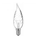 25W 240V SES/E14 Bent Tip Flared Candelux Twisted Clear Candle Light Bulb
