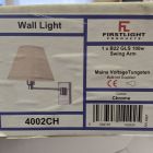 Firstlight 4002CH Chrome Swing Arm Wall Light with Fabric Shade