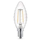 Philips LED Filament Candle Bulb Twisted Clear 2W=25W SES/E14, Warm White 2700K (non-dimmable)