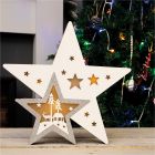 St Helens Home and Garden Charming Wooden Christmas Star with LED Lights