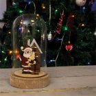 St Helens Home and Garden Battery Powered Light Up Cloche Christmas Scene Santa