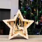 St Helens Home and Garden Battery Powered Wooden Light Up Christmas Star