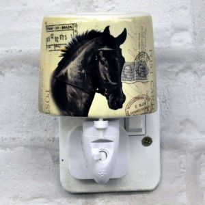 Black Horse Ceramic Plug-in Night Light
