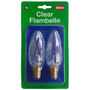 BELL 01399 40W 240V SES E14 Flambelle Clear Twisted Candles Twin Pack
