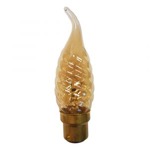 40W 240V BC B22 Bayonet Gold Twisted Flame Bent Tip Candle Light Bulb