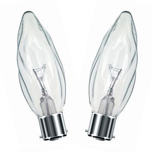 BELL 01397 -  40W 240V BC B22 Flambelle Twisted Clear Light Bulbs Twin Pack