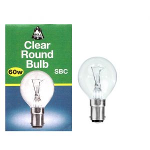 BELL 01810 - 45mm Clear Round Light Bulb 60W 240V SBC/B15d Dimmable