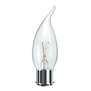 General Electric 25w 240v BC B22 Clear Flame Bent Tip Candle Light Bulb